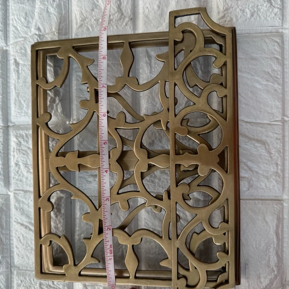 Vintage Ornate Brass Table Book Stand Holder Retractable Adjustable Folding